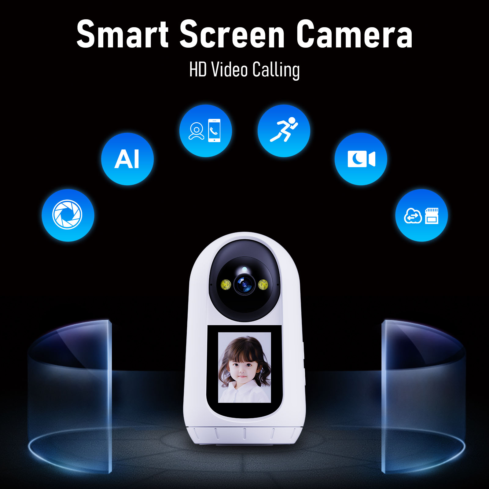 Smart WIFI IP Auto Tracking One-click Video Call Camera with Screen (2)