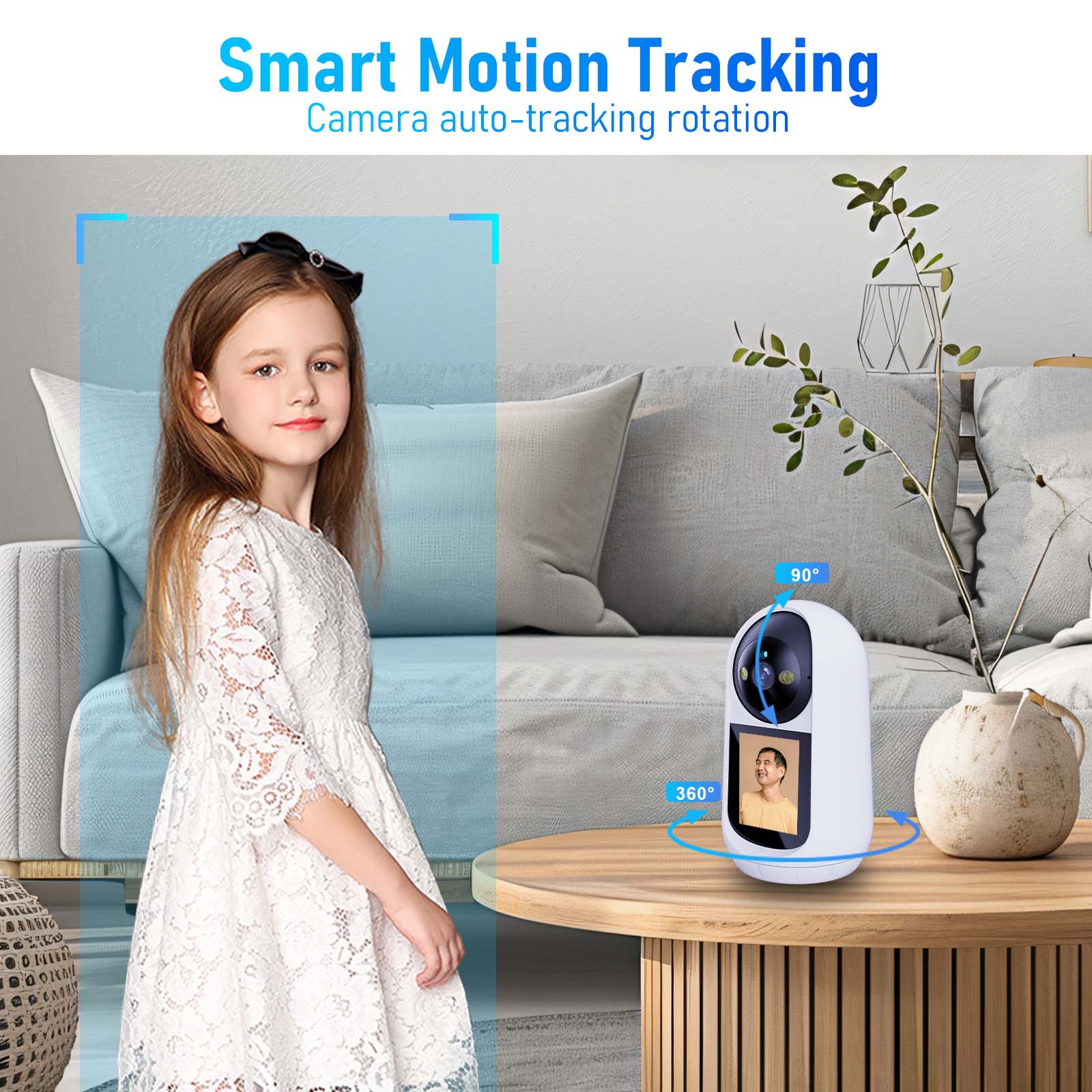 Smart WIFI IP Auto Tracking One-click Video Call Camera with Screen (3)