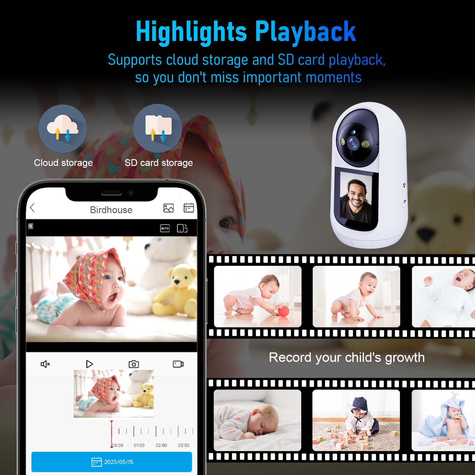 Smart WIFI IP Auto Tracking One-click Video Call Camera with Screen (8)