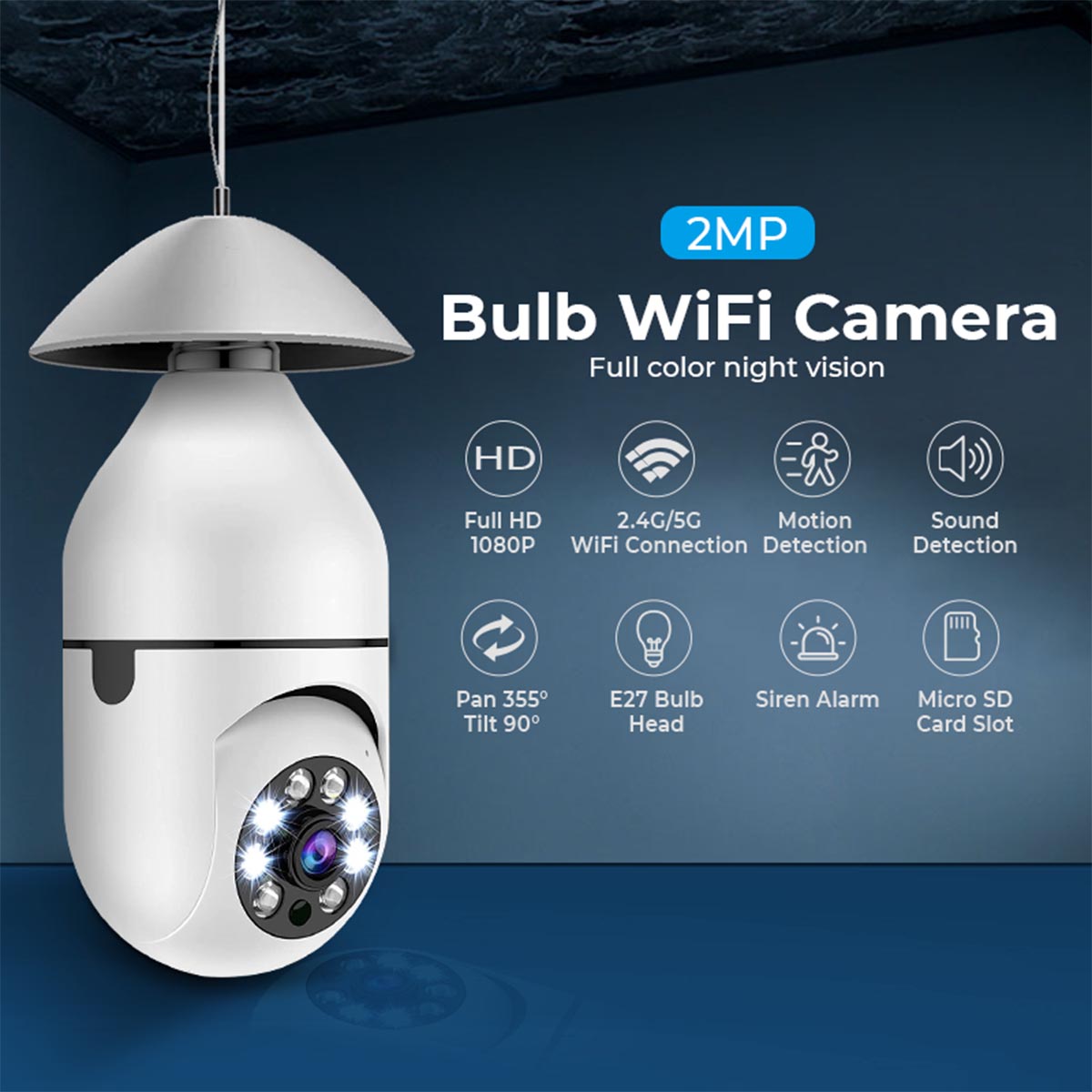Tuya WiFi E27 Bulb CCTV Full Color AI Security Camera (5)