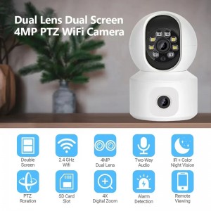UHD Mini 2K 4MP Dual-Lens WiFi Security Camera for Home