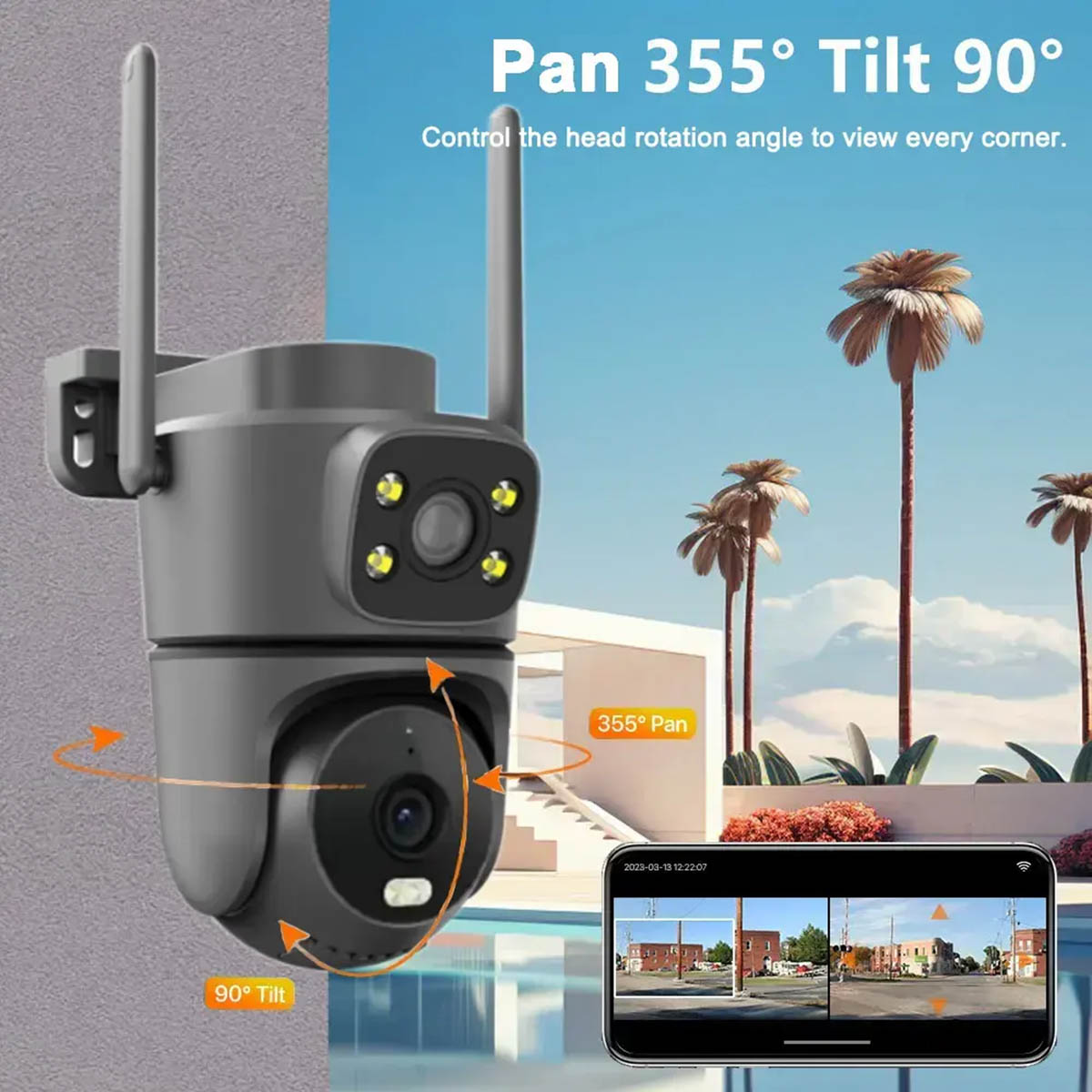  4MP Dual Lens Dual Screens Smart Video Surveillance Auto Tracking Camera (1)