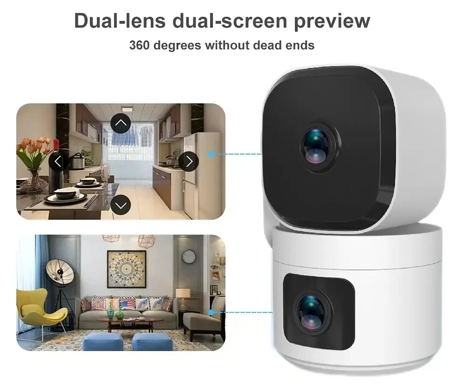 UHD Dual Lens 2K 4MP 360° PTZ WLAN Indoor WiFi Camera (1da)