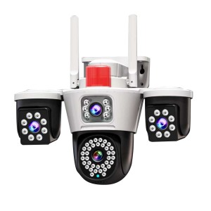 WiFi Pan-Tilt Camera: 3*2MP 3-Lens, 2.4G WiFi+BT, Human Body Detection, Amazon Cloud/Max 256GB TF Storage